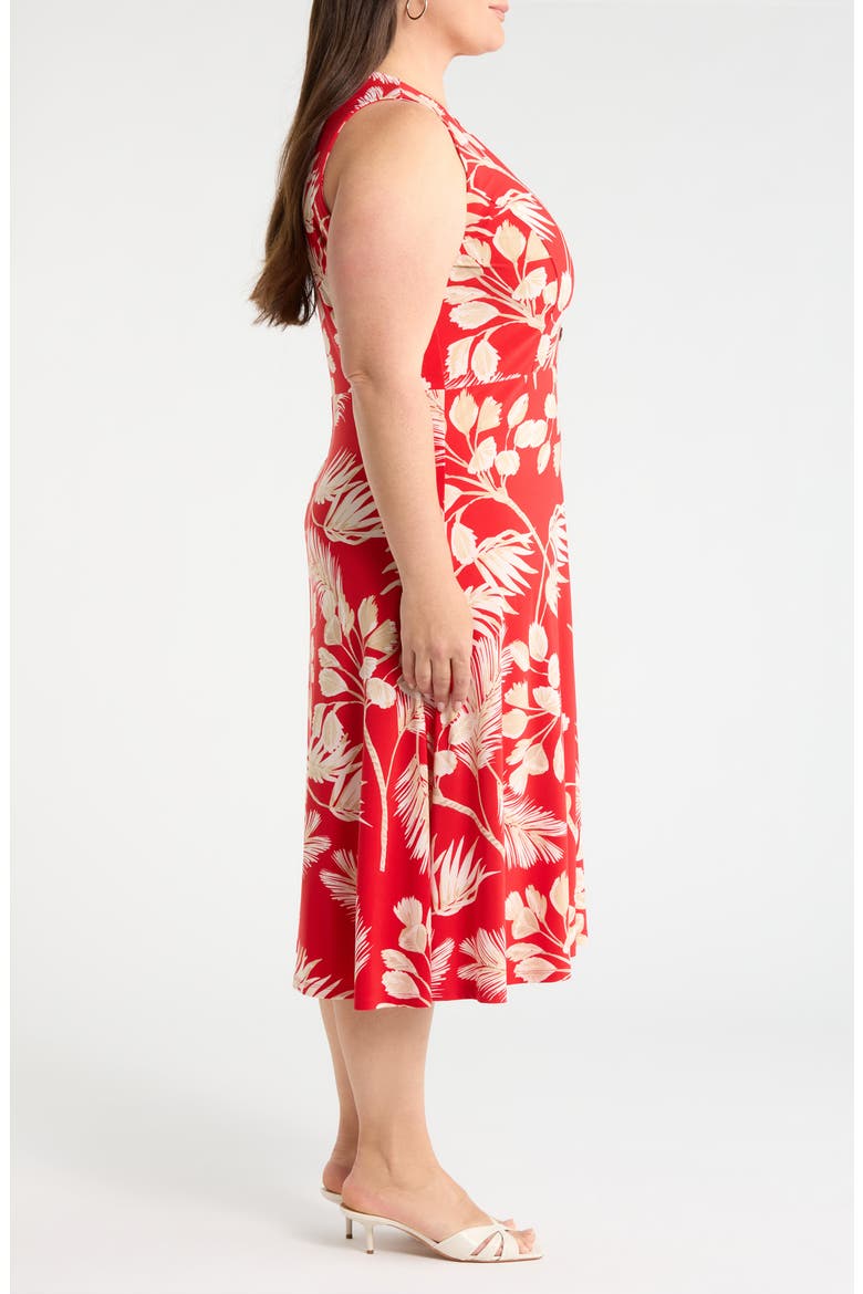 Tropical Floral Print Sleeveless Midi Dress, Alternate, color, BEGONIA RED MLT