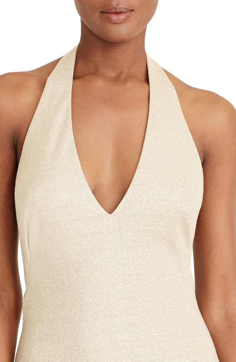 Lauren Ralph Lauren Metallic Halter Gown, Alternate, color,
