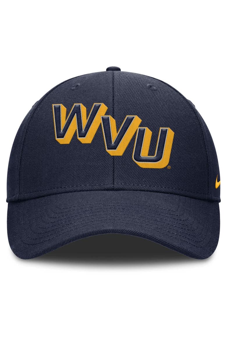 Men's Nike Navy West Virginia Mountaineers Slanted Primetime Rise Performance Adjustable Hat, Alternate, color, Navy