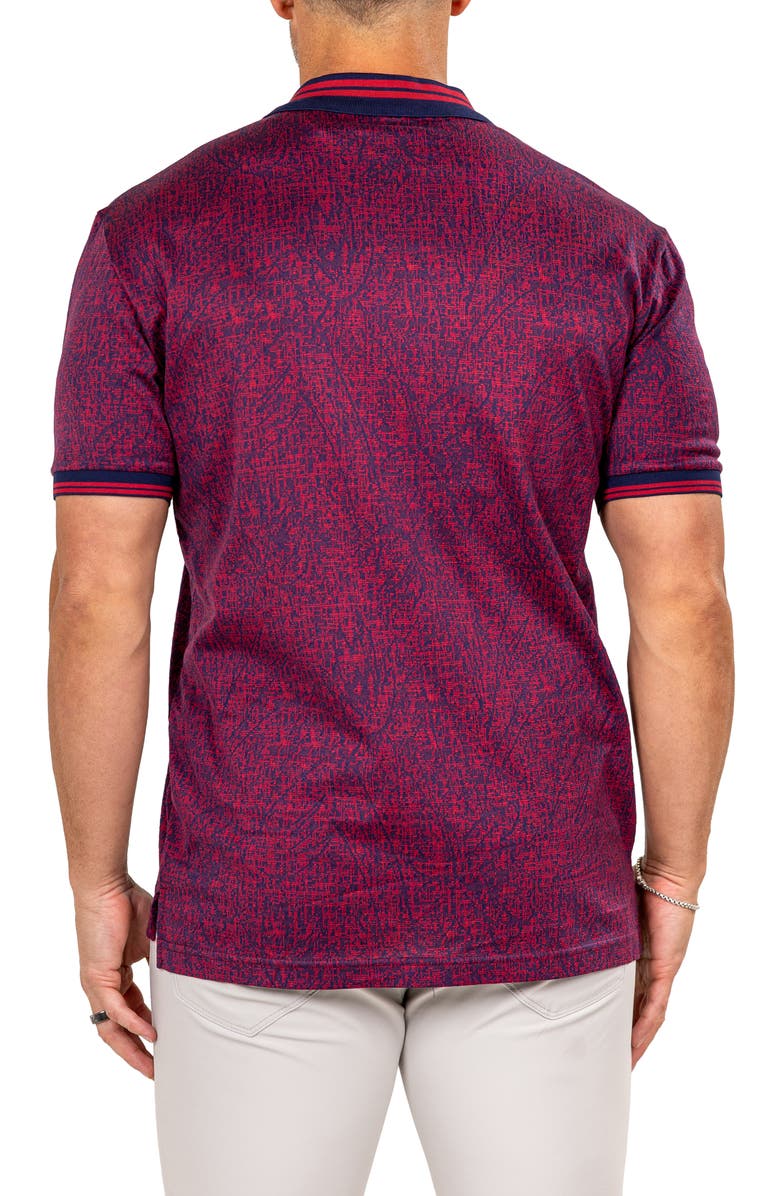 Maceoo Marthyr Grid Print Johnny Collar Cotton Polo, Alternate, color,