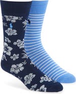 Polo Ralph Lauren Assorted 2-Pack Floral & Stripe Cotton Blend Dress Socks