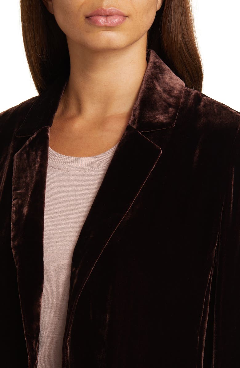 Eileen Fisher Longline Velvet Blazer, Alternate, color, Cassis