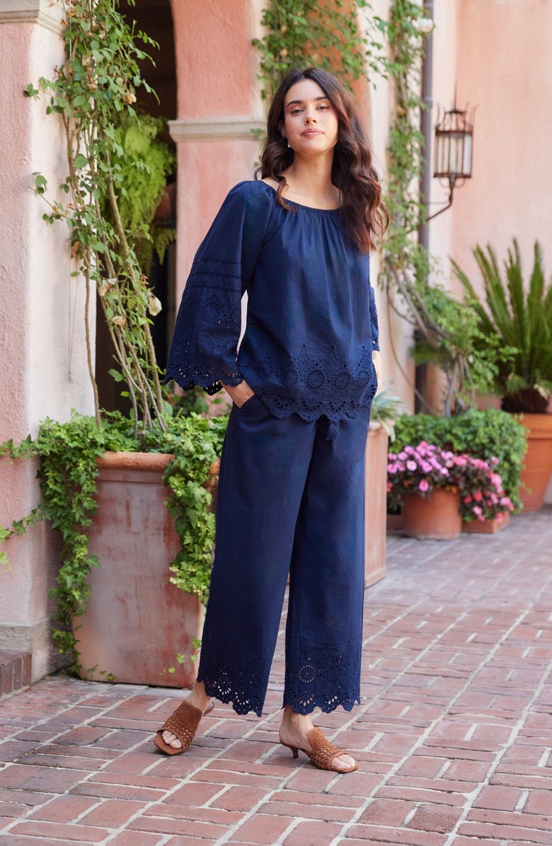 Karen Kane Eyelet Embroidery Peasant Top, Alternate, color, 