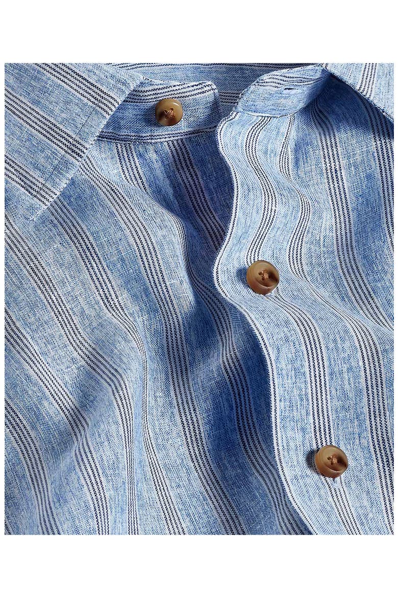 Stripe Linen Short Sleeve Button-Up Shirt, Alternate, color, BLUE