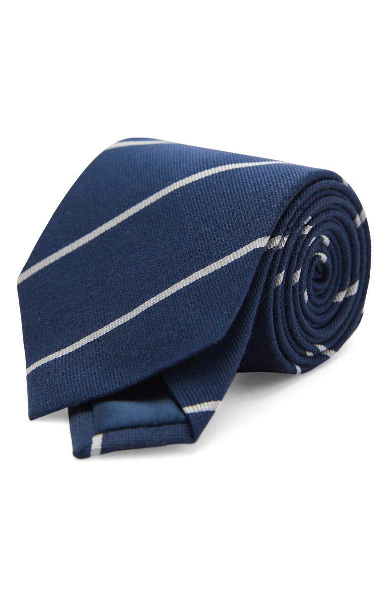 MANGO Stripe Silk & Cotton Blend Tie, Main, color, 