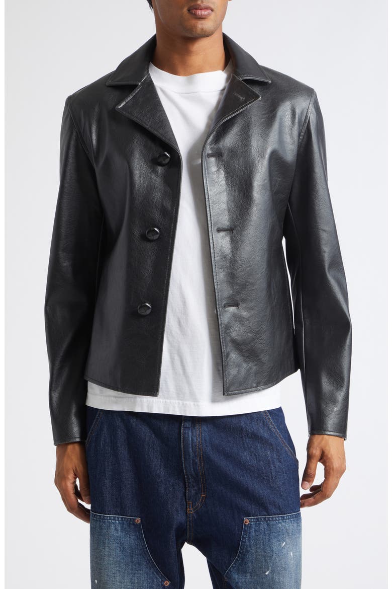 Black Faux Leather Jacket, Main, color, BLACK