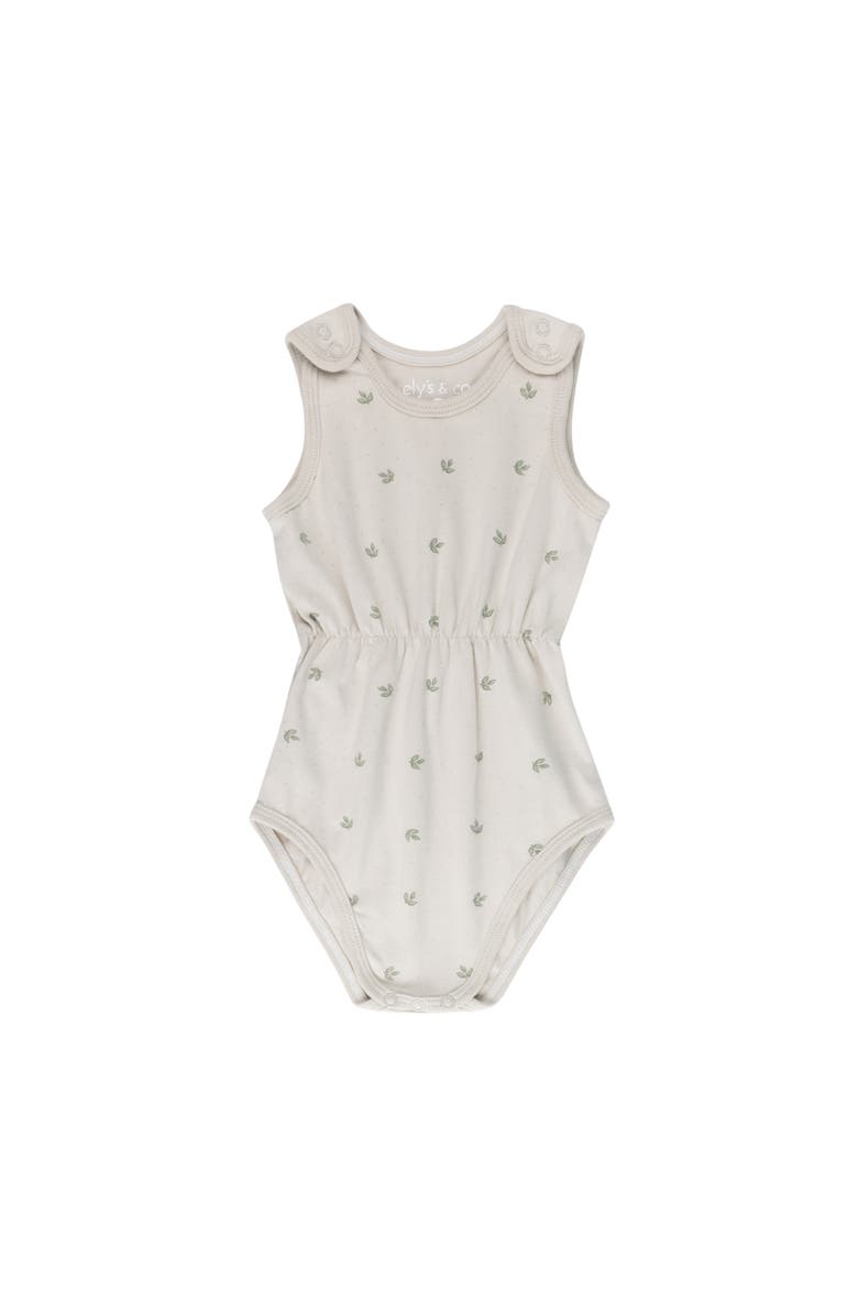 Ely's & Co. Jersey Cotton - Vintage Leaf Collection - Romper, Main, color, Sage Leaf