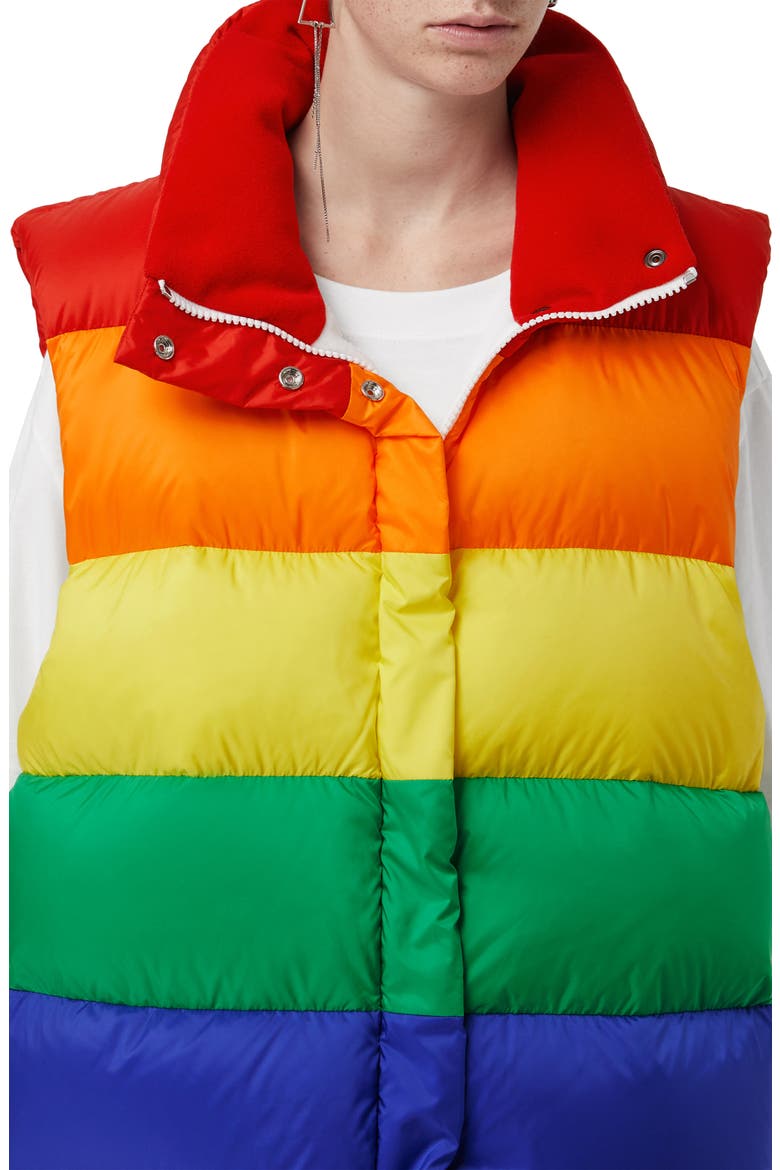 Rainbow Down Puffer Vest, Alternate, color, RAINBOW