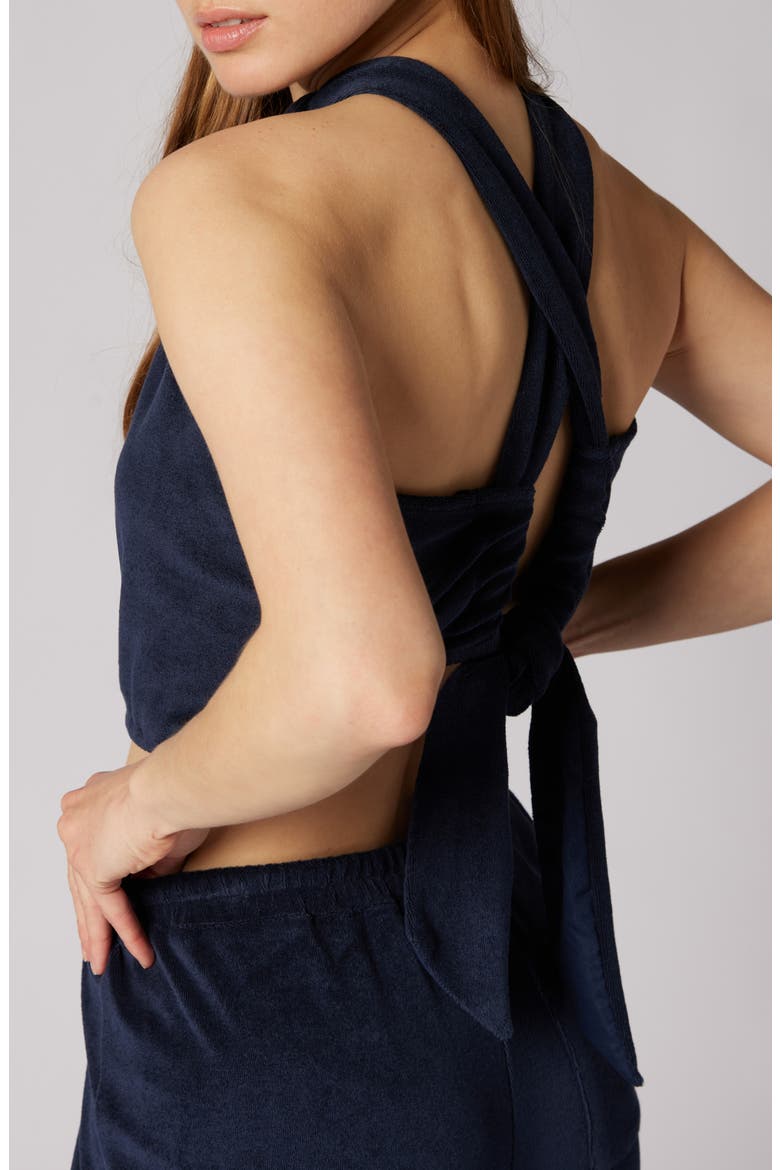 Anika Tie Back Crop Halter Top, Alternate, color, PEACOAT