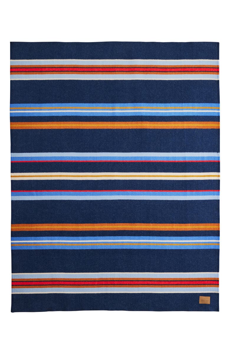 Pendleton Bridger Stripe Wool Blanket, Alternate, color, Navy