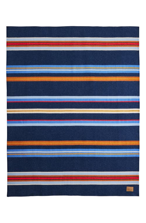 Pendleton Bridger Stripe Wool Blanket In Blue