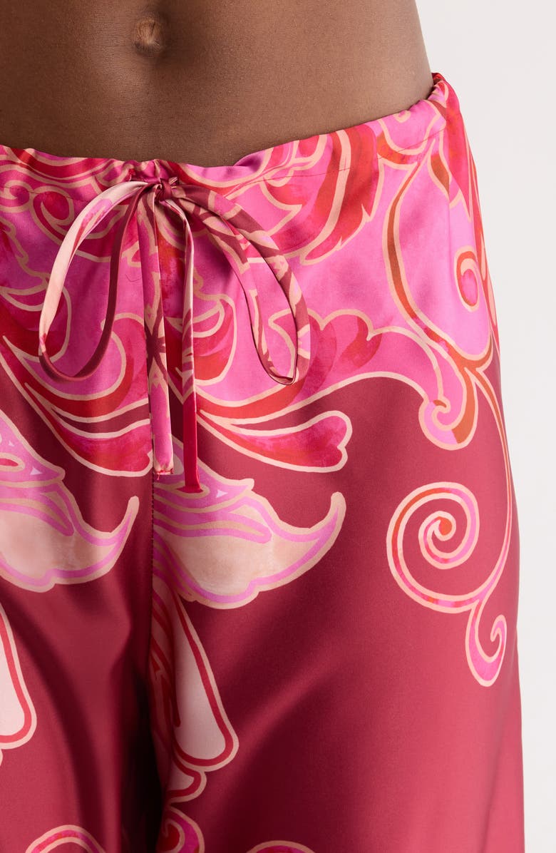 Natori Deco Satin Pajamas, Alternate, color, Red