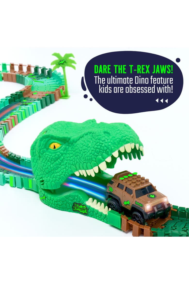 Dino Track Wild Toy Track Car Glow in the Dark Set, Alternate, color, Geen