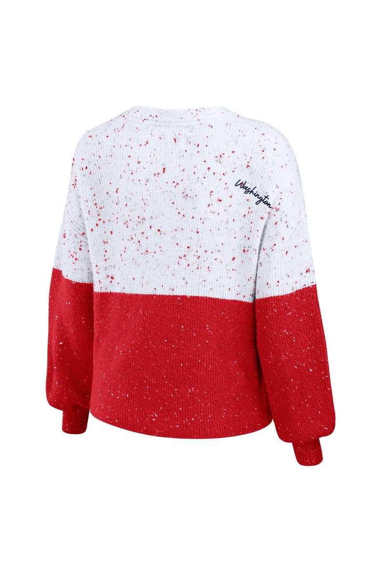 Women's WEAR by Erin Andrews  White/Red Washington Wizards Color-Block Pullover Sweater, Alternate, color, White
