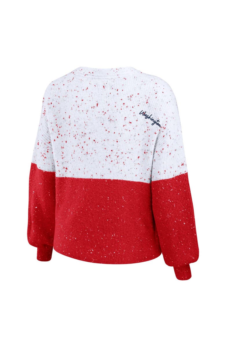 WEAR by Erin Andrews Women's WEAR by Erin Andrews White/Red Washington Wizards Color-Block Pullover Sweater, Alternate, color, White
