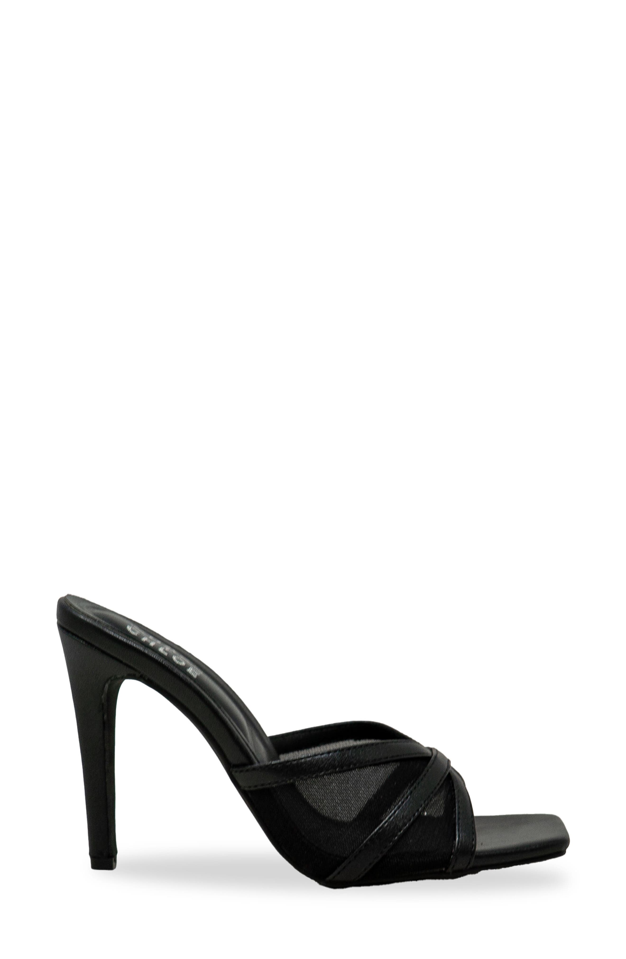 CHASE AND CHLOE Mesh Mule Stiletto Sandal, Alternate, color, Black