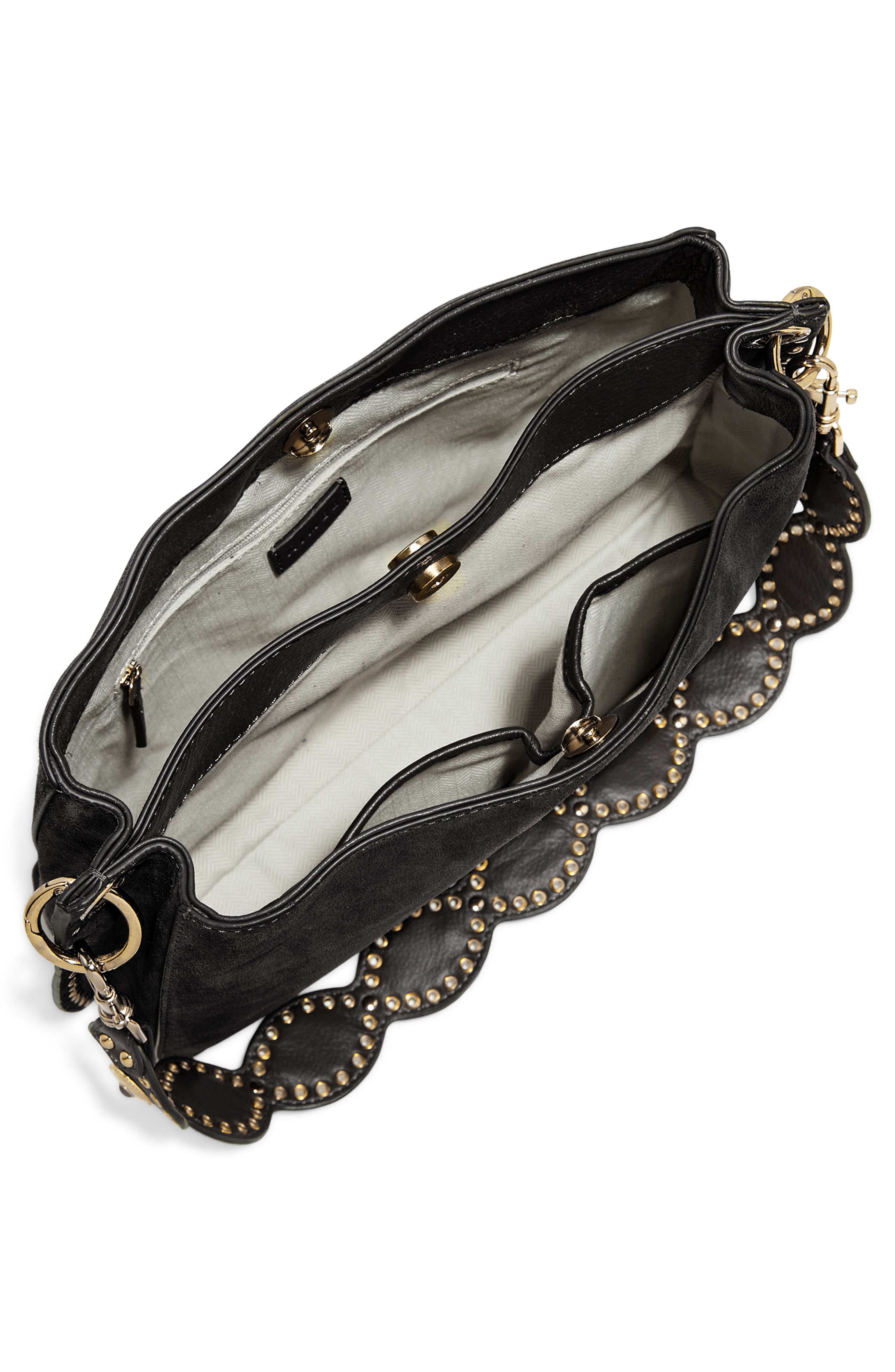 AIMEE Roma Suede Shoulder Bag, Alternate, color, Black Suede