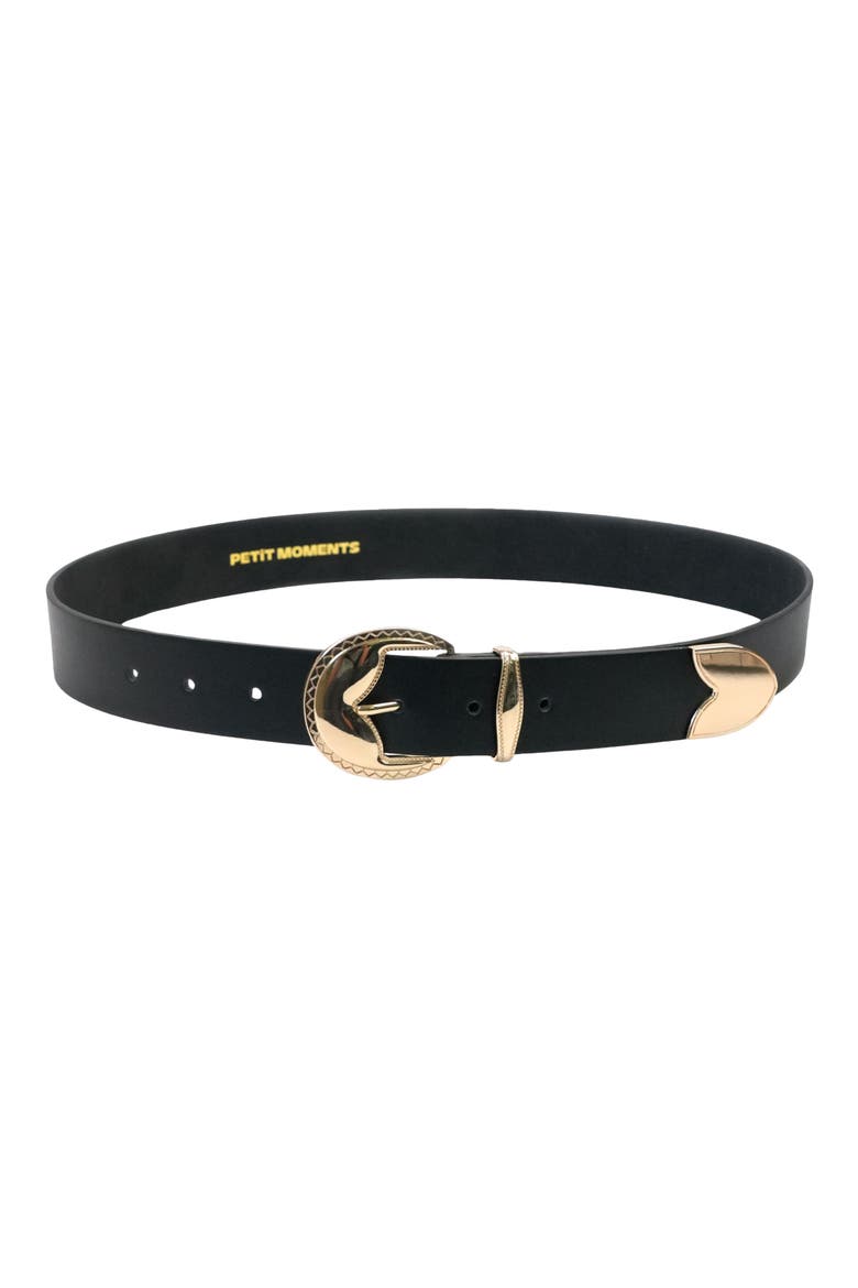 Canyon Faux Leather Belt, Main, color, BLACK/ GOLD