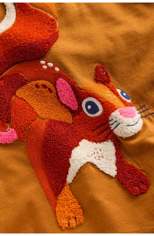Mini Boden Kids' Squirrel Bouclé Cotton Graphic T-shirt In Orange