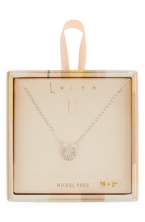 Cubic Zirconia Initial Pendant Necklace