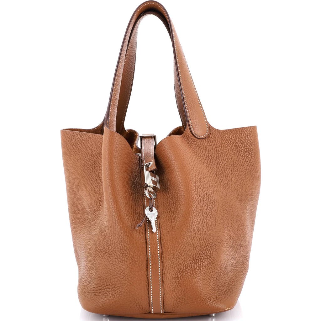 Pre-owned Hermes Hermes Picotin Lock Bag Clemence Mm In Gold