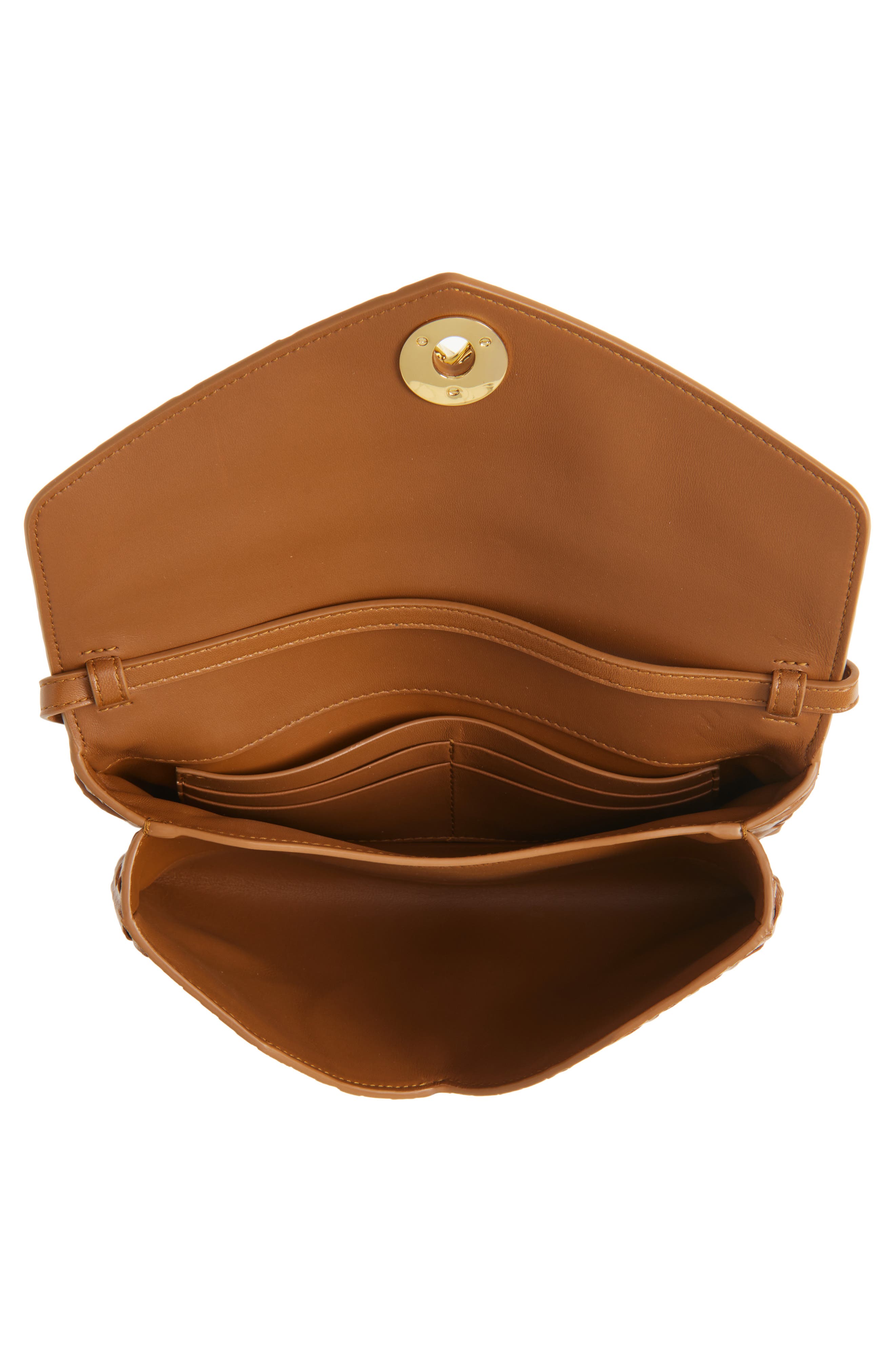 Bottega Veneta Knot Lock Intrecciato Leather Shoulder Bag, Alternate, color, 2599 Amber-M Brass