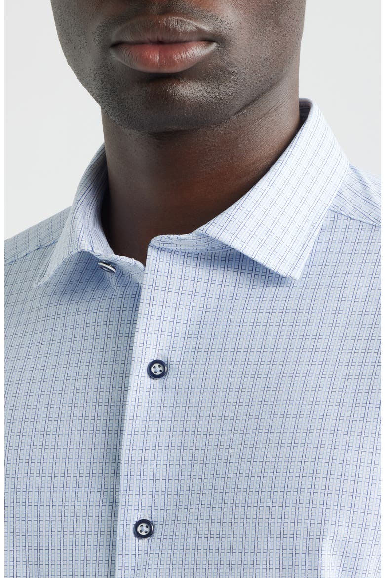 XC+™ Motion Microcheck Knit Button-Up Shirt, Alternate, color, WHITE/ NAVY GRID