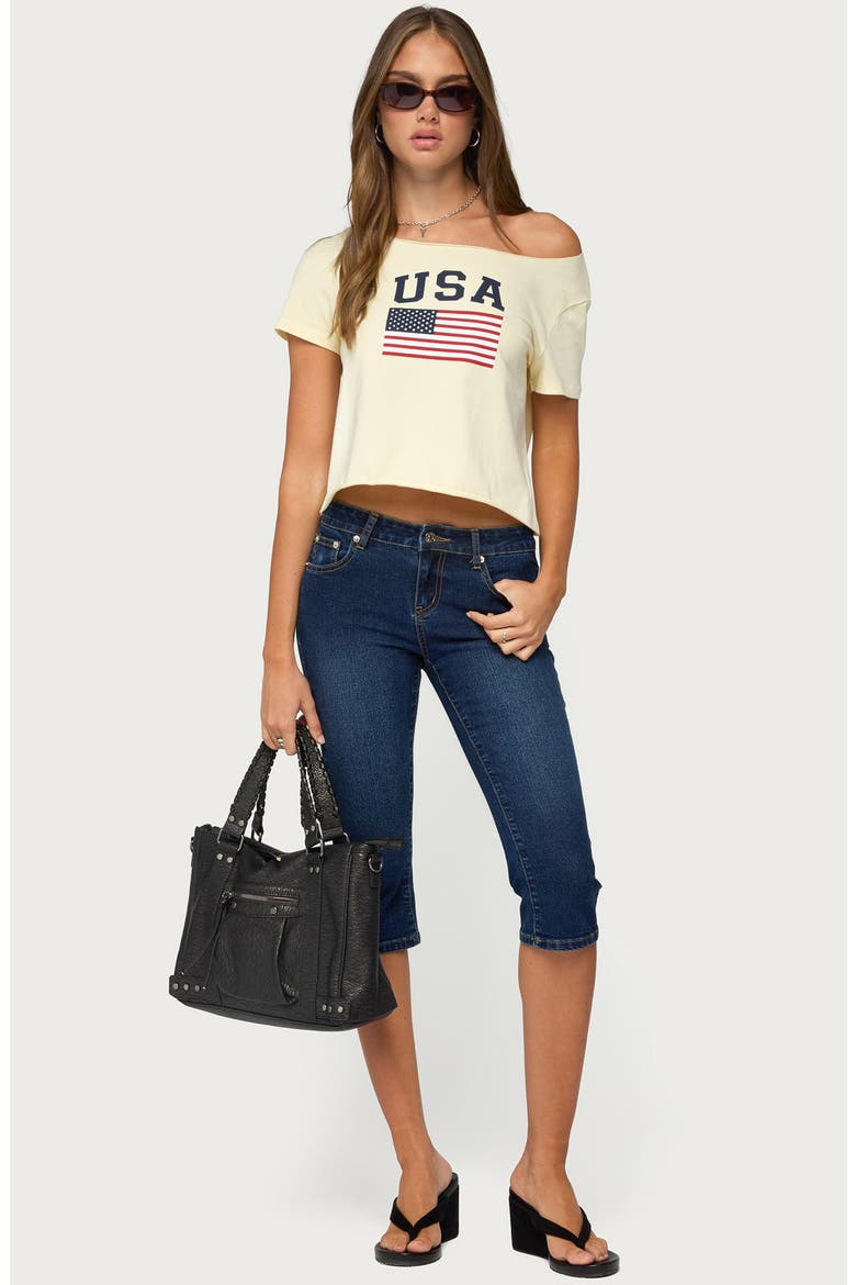 USA Babe Off the Shoulder Graphic Tee, Alternate, color, YELLOW