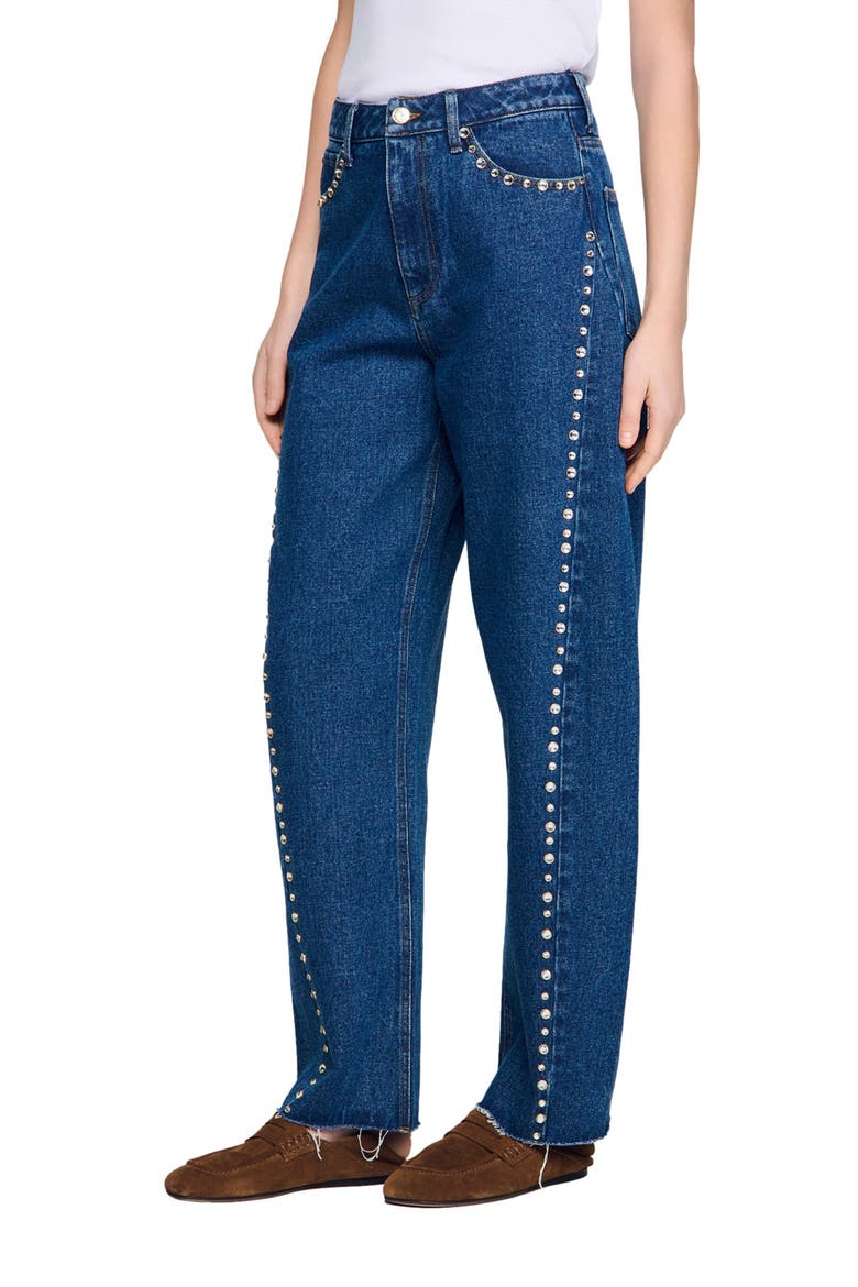 Rhinestone barrel jeans, Main, color, Blue jean