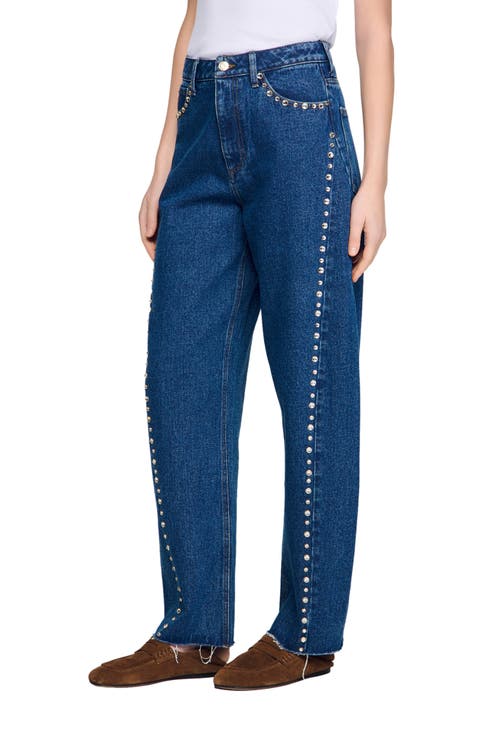 Rhinestone barrel jeans