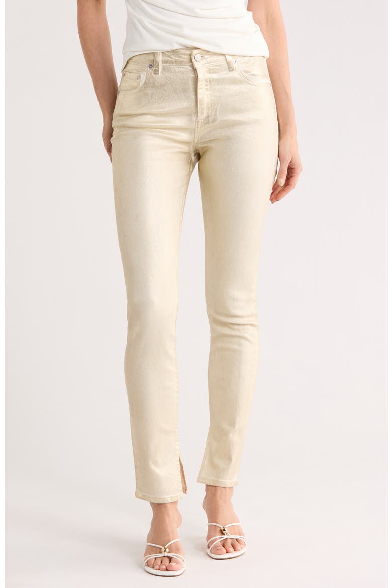 Rae Metallic High Waist Ankle Skinny Jeans, Main, color, MATTE GOLD