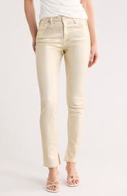 Simkhai Rae Metallic High Waist Ankle Skinny Jeans
