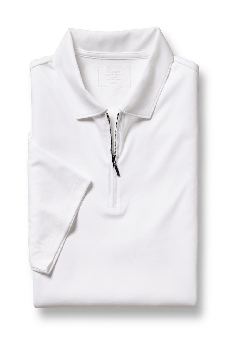 Plain Short Sleeve Zip Jersey Polo, Alternate, color, WHITE
