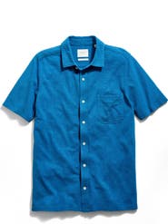 Billy Reid Textured Treme Knit Short Sleeve Button-Up Shirt
