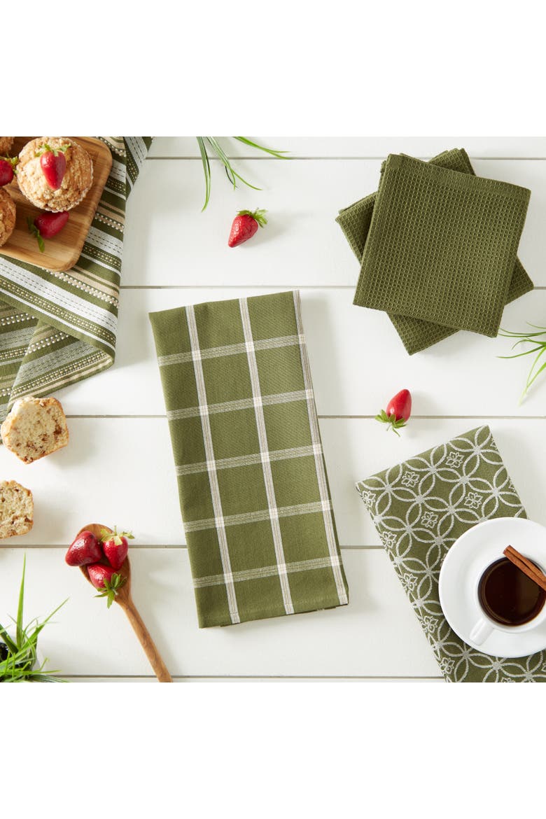 Everyday Assorted Dishtowel & Dishcloth Set/5, Alternate, color, Sage