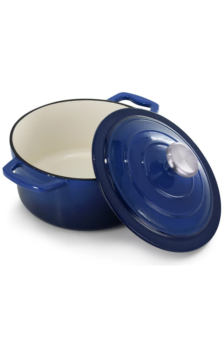 Megachef 2.7 Quart Round Enameled Cast Iron Casserole, Alternate, color, Dark Blue