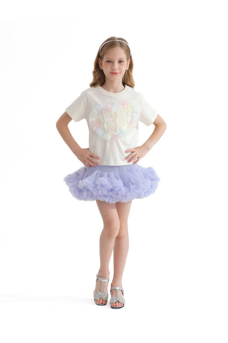 Rainbow Heart Applique T-Shirt, Alternate, color, Cream