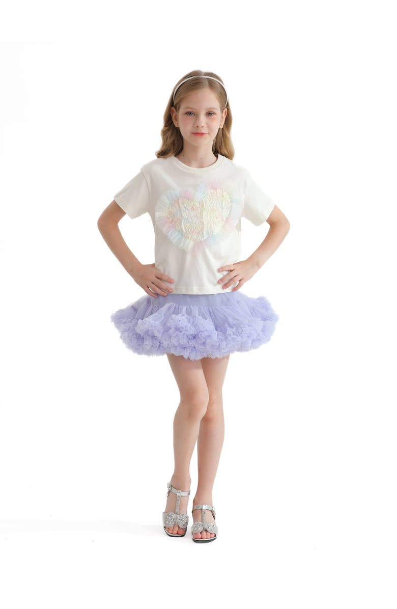 Mimi Tutu Rainbow Heart Applique T-Shirt, Alternate, color, Cream