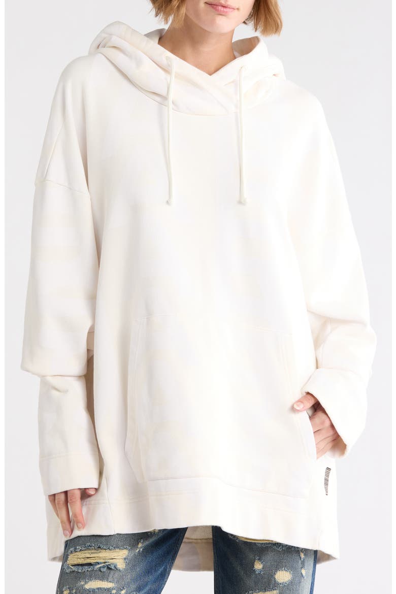 Monogram Oversize Pullover Hoodie, Main, color, EGGSHELL/OPTIC WHITE