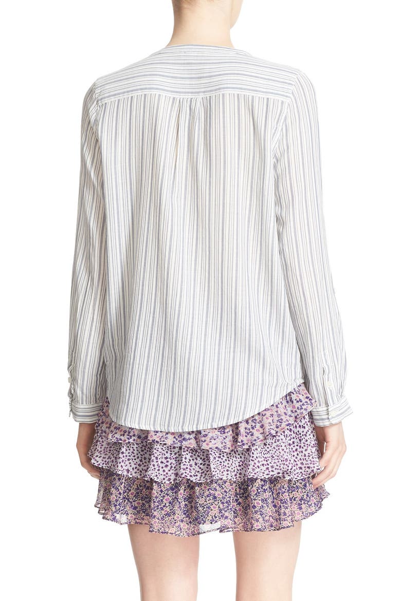 'Kalnchoe' Stripe Cotton Blouse, Alternate, color, PORCELAIN/ INDIGO BLUE