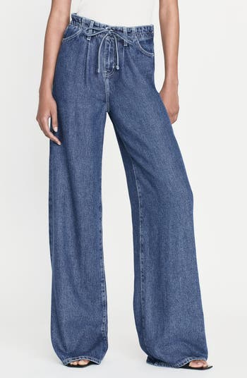 【PORTERNA】Faden Roll Up Wide Jeans FRAME Super Drape Wide Leg Denim Drawstring Pants