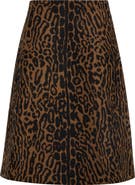 Carolina Herrera Leopard Wool Jacquard A-Line Skirt