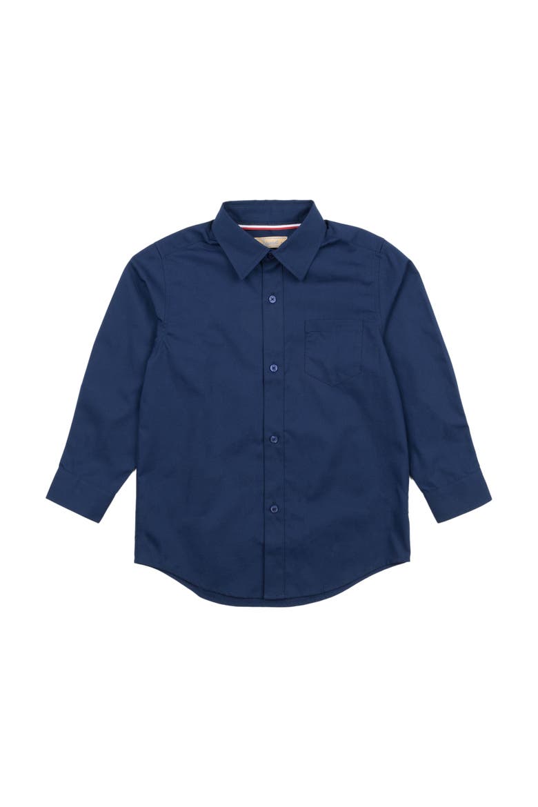 Boys Long Sleeve Dress Shirt, Main, color, NAVY