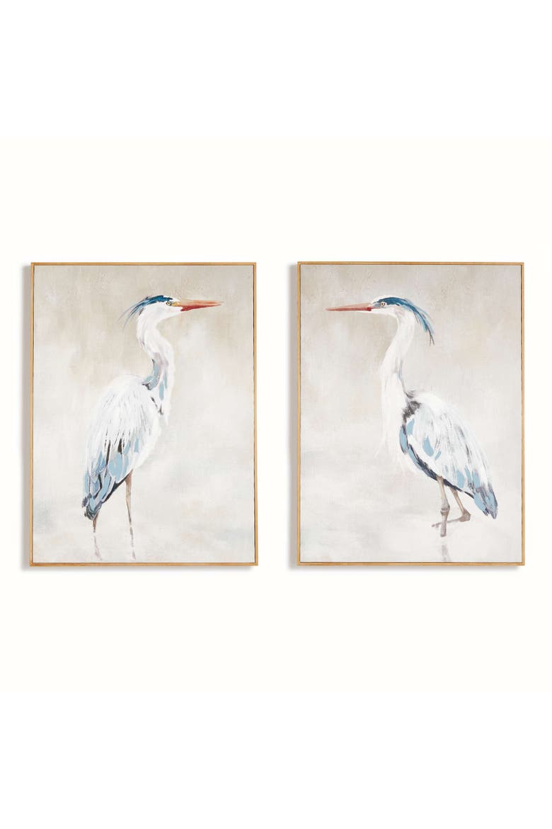 Heron Pair Hand-Embellished Giclees Set Of 2, Main, color, Blue