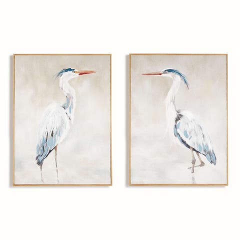 Heron Pair Hand-Embellished Giclees Set Of 2