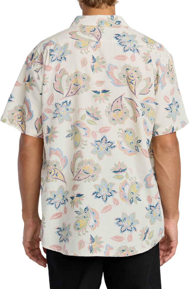 Billabong Sundays Paisley Short Sleeve Button-Up Shirt, Alternate, color, Sand