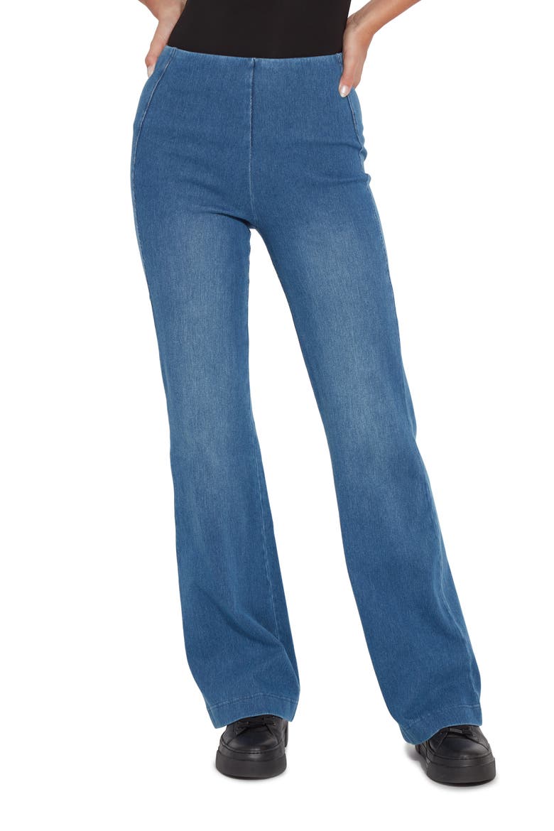 'Lyssentials Wide Leg Denim Trousers, Main, color, MIDWASH