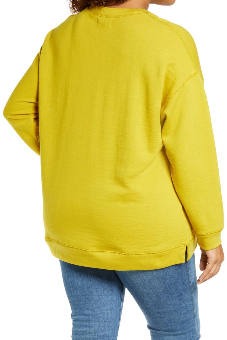 Double Crewneck Sweatshirt, Alternate, color, GILDED CHARTREUSE
