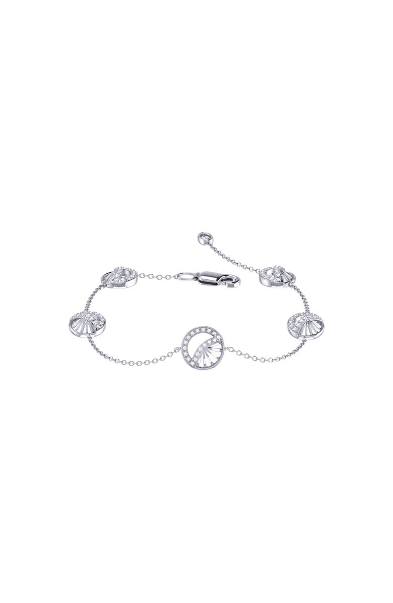 LuvMyJewelry Moon Phases Sterling Silver Diamond Bracelet, Main, color, Silver
