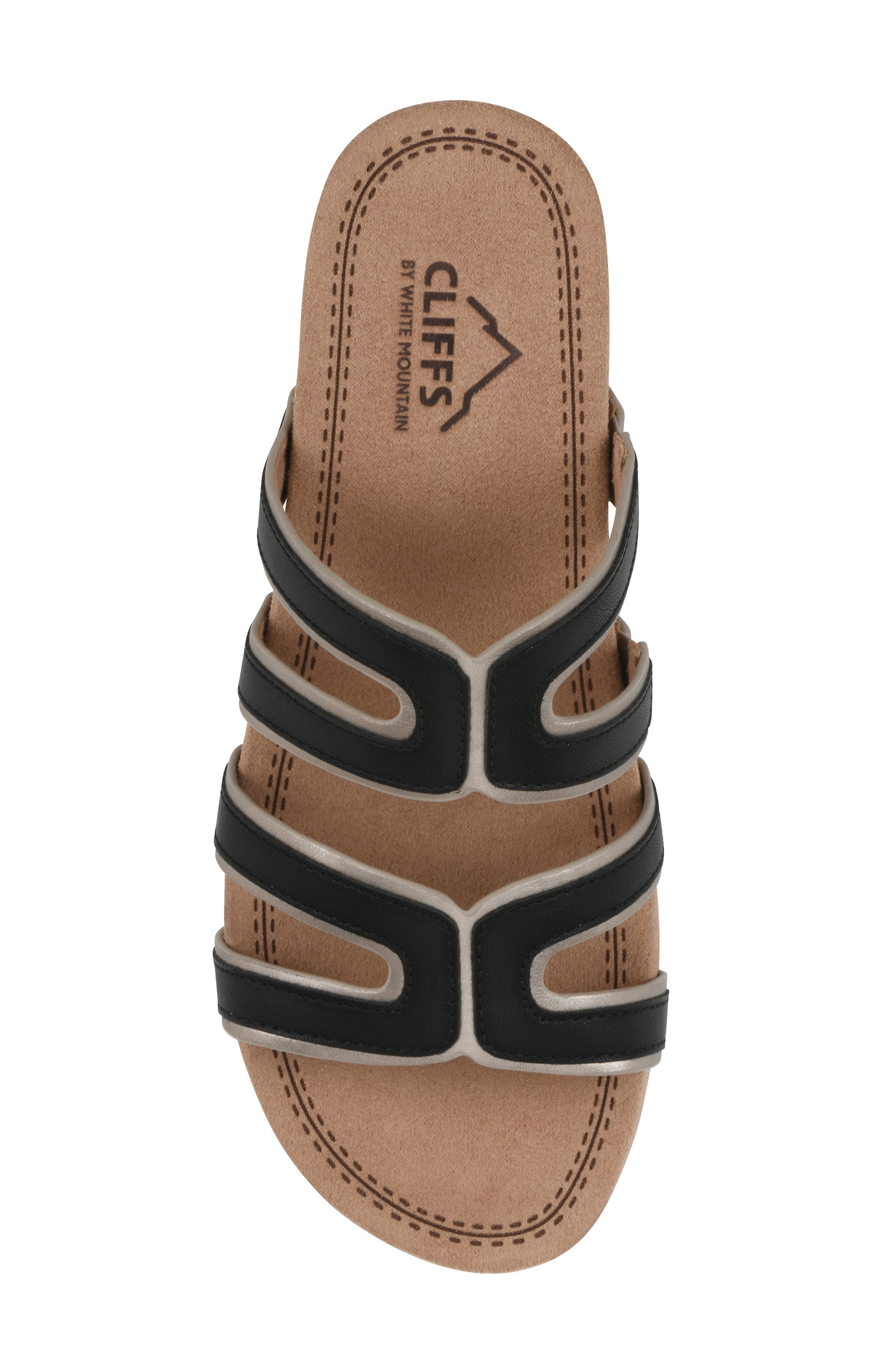 CLIFFS BY WHITE MOUNTAIN Tina Rose Slide Sandal, Alternate, color, Black/ Pale Gold